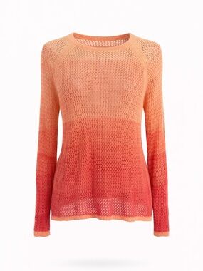 525 America Lightweight Orange to Coral Ombre Knit Summer Sweater Sz XS